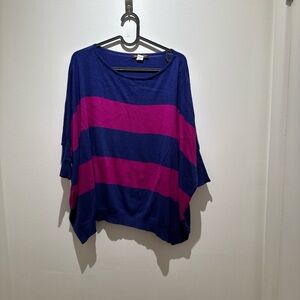 Women's Blue and Pink Striped Top